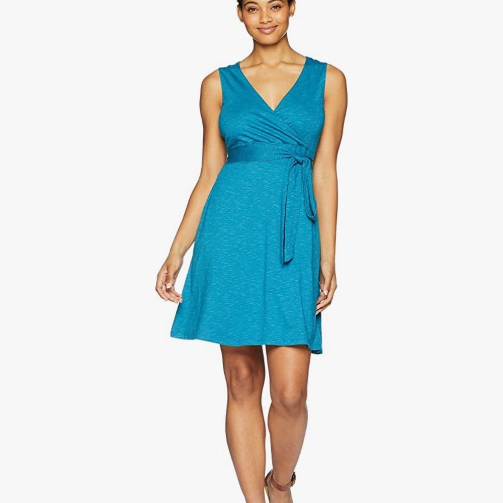 Toad & Co turquoise EUC faux wrap dress size large